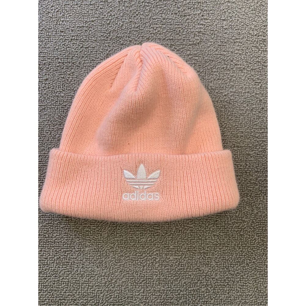 Adidas Women Pink Embroidered Adidas Logo Embroidered Knit Beanie Oneβ Size